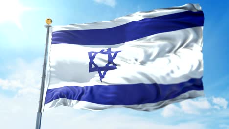 israel flag seamless looping 3d rendering video. beautiful textile cloth fabric loop waving