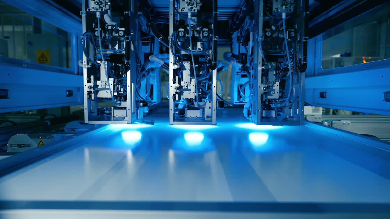 Solar Panels are being Assembled on Conveyor
