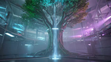 futuristic tree in modern architecture
