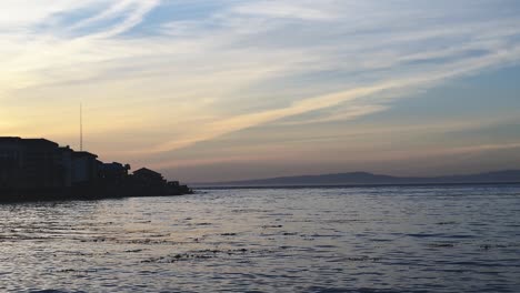 Sunset,-Monterey-Bay,-Coast-Guard-Pier,-beautiful-summer-dat