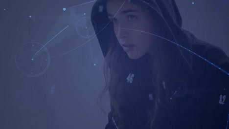 animación de redes de conexiones y procesamiento de datos sobre hacker