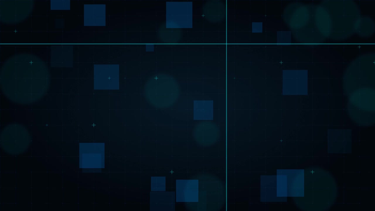 Abstract Digital Background with Moving Blue Squares and Grid Lines