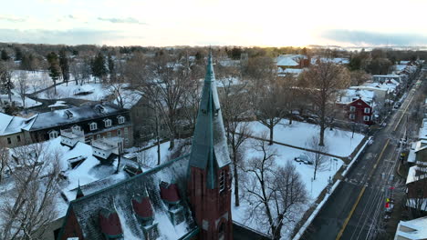 Lititz-Pennsylvania-PA-establishing-shot-in-winter-snow