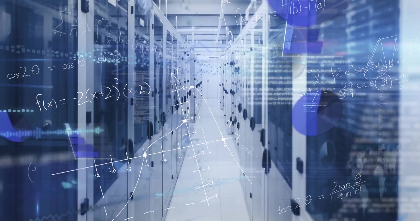 Animation of data processing over server room