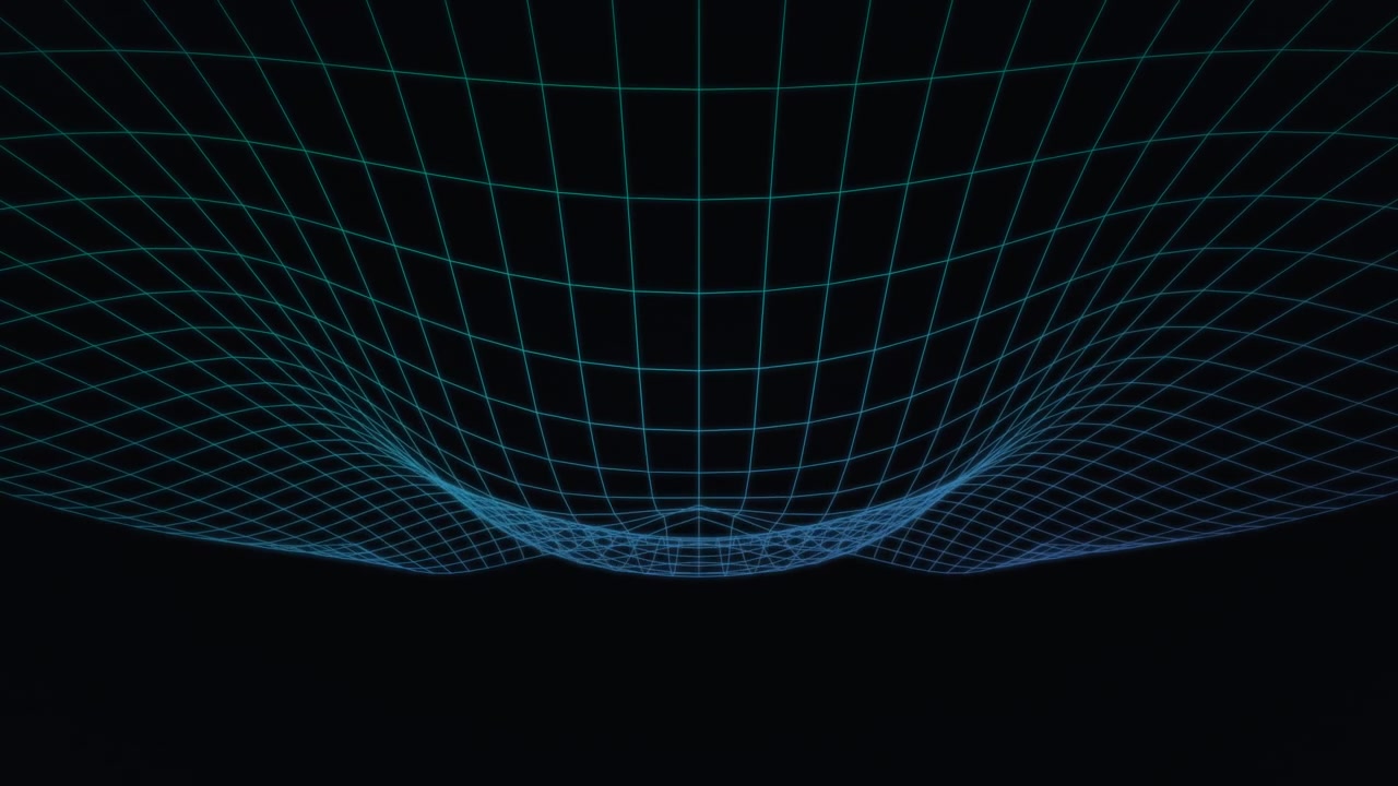 Abstract Digital Grid Deforming in Dark Space