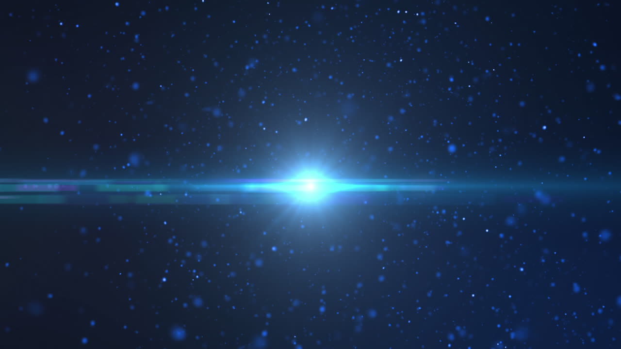 파란색 배경에 빛나는 파란색 별과 함께  ⁇ 박이는 파란색 반점의 애니메이션