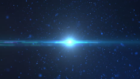 animation of blue spots of light flickering with glowing blue star on blue bakcground