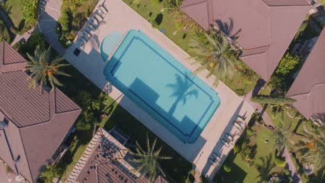 aerial view of a resort complex with swimming pool