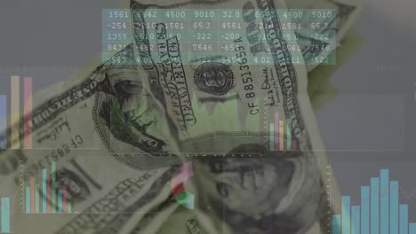animación del procesamiento de datos sobre billetes