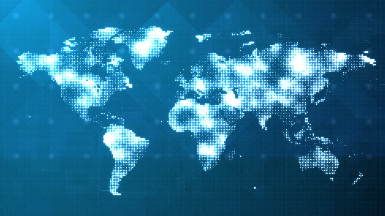 4k dotted world map in futuristic Digital communication world Loop Background.