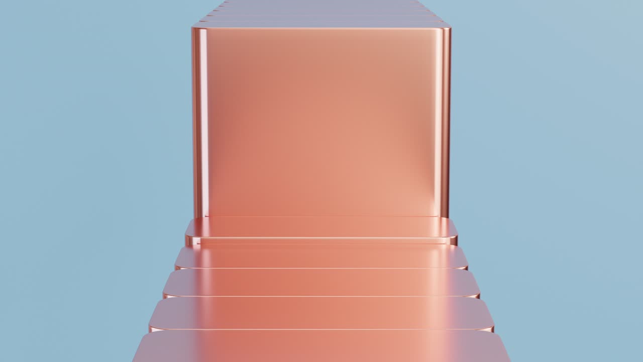 placas de cobre en movimiento. video en bucle sin costuras de 4k