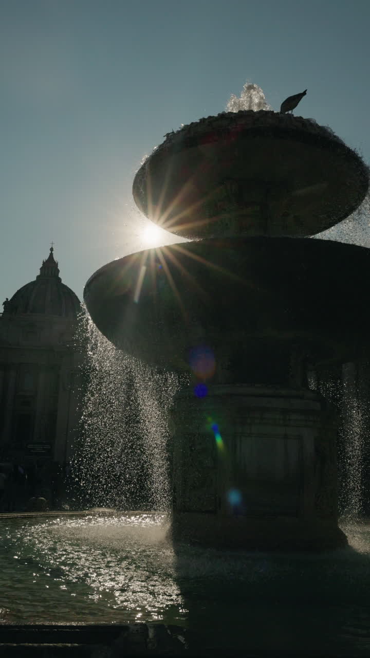 Fountain with architectural building