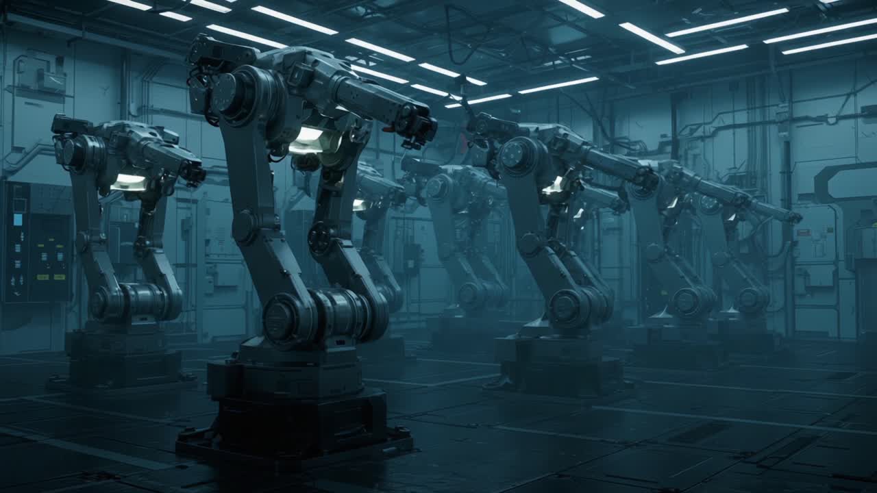 Advanced Robotics in Industrial Manufacturing Environment: A High-Tech Sanctuary for Automated Precision and Efficiency Innovation Captured in Two Frames