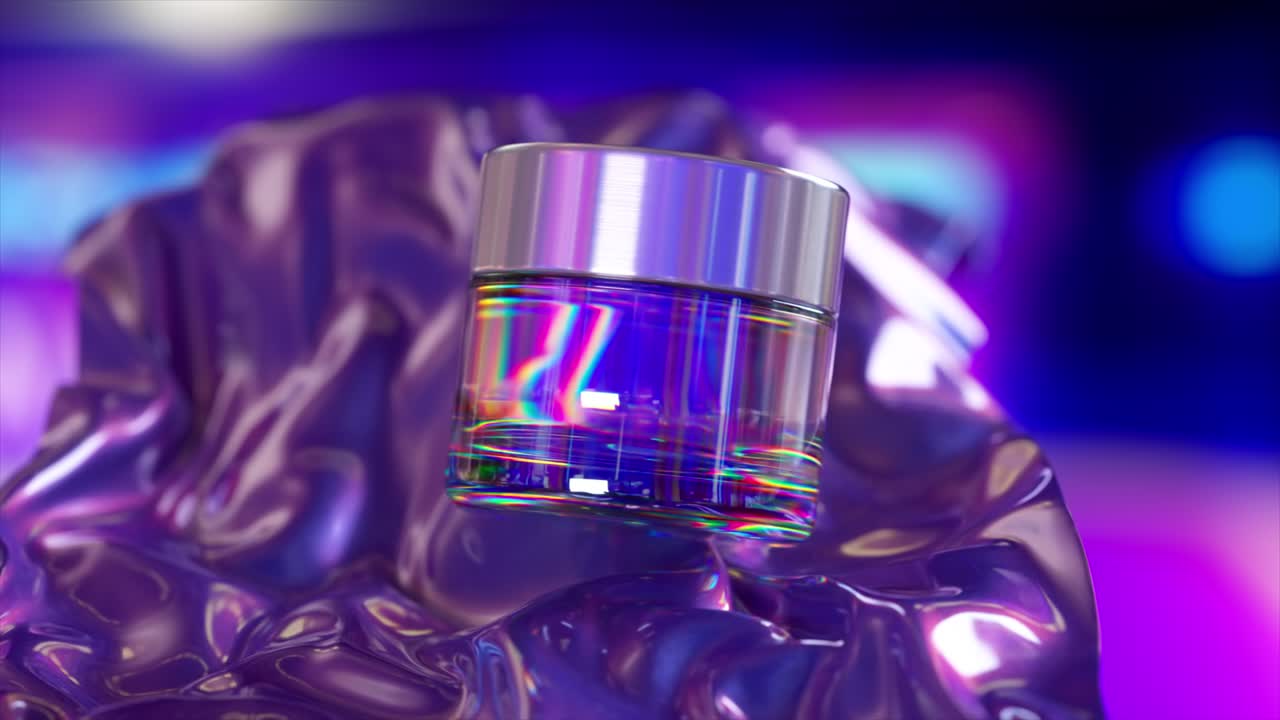 modelo de frasco cosmético de color púrpura iridescente