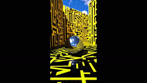 abstract maze with sphere reflection