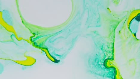 abstract liquid art with green and yellow swirls