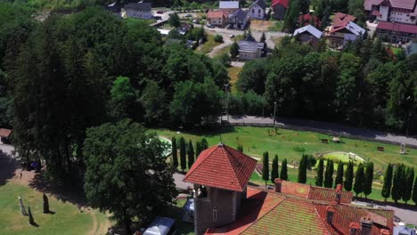 Cantacuzino-Castle,-Drone-Aerial-4K