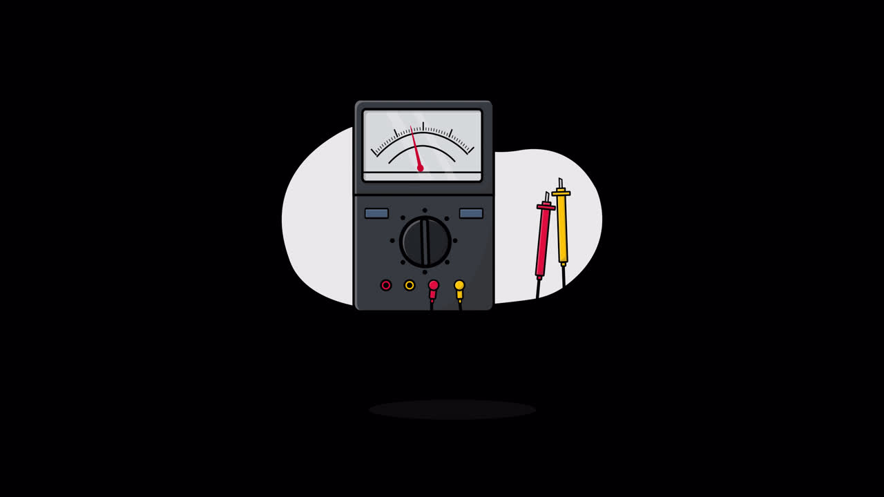 Animated Multimeter with Moving Needle and Test Leads