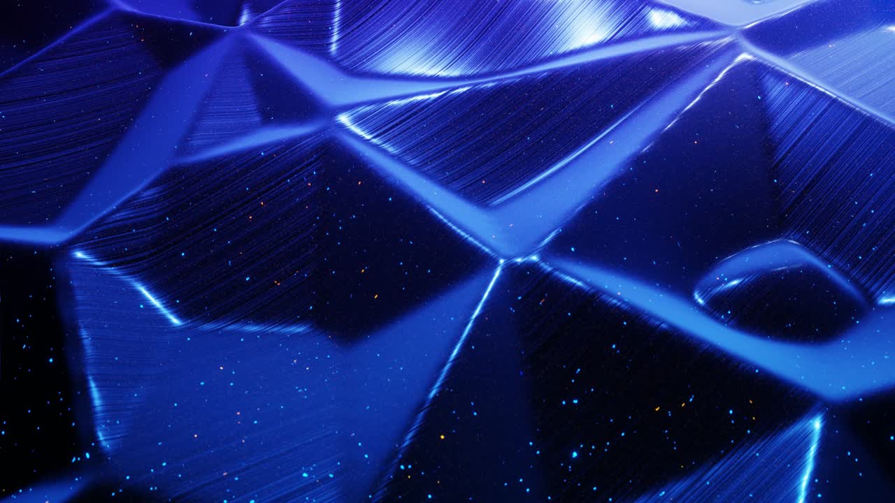 fantastical festive blue bg. Stylish abstract looped background, waves move on glossy surface like landscape made of liquid blue wax with sparkles. Beautiful soft background with smooth animation 4k