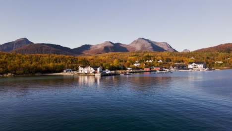 view of a fish farm facility at the harbor of senja island, troms og finnmark, norway