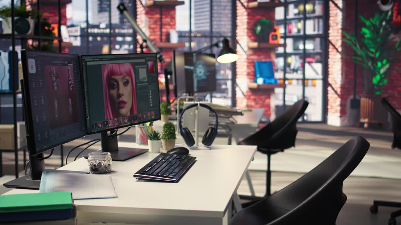 Organized creative workspace for graphic designers and photographers