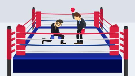 business man battle in boxing gloves. business competition concept. loop illustration in flat style.