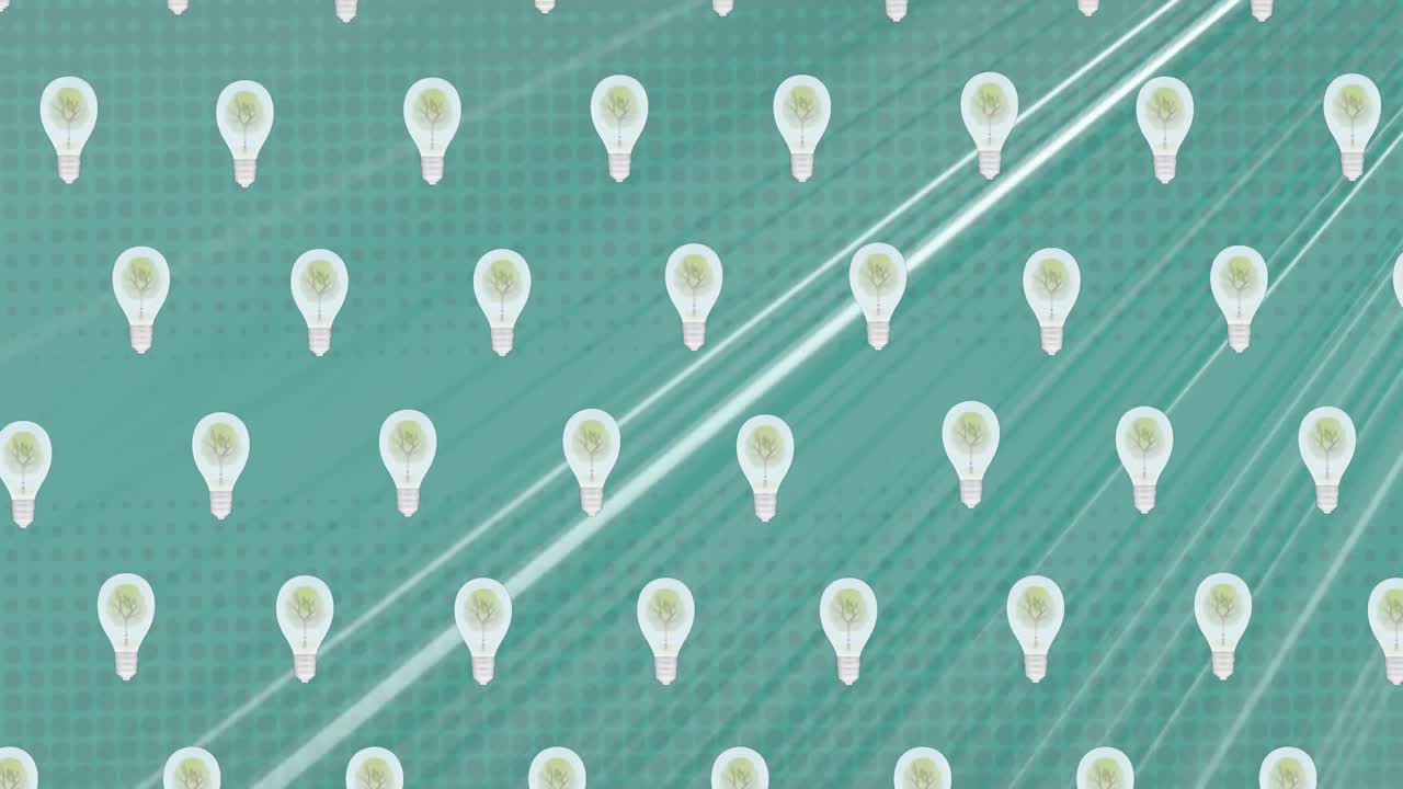 녹색 배경 위에 떠다니는 전구의 애니메이션