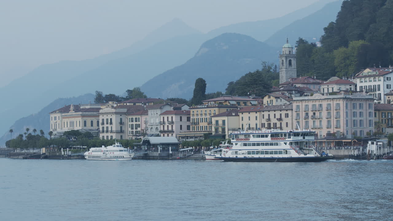 Timelapse of boats and ferries in Bellagio, Italy.
