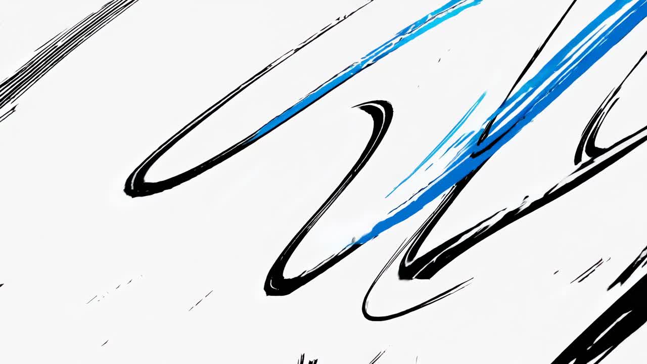 Arte video astratta con pennellate dinamiche in rosso e blu