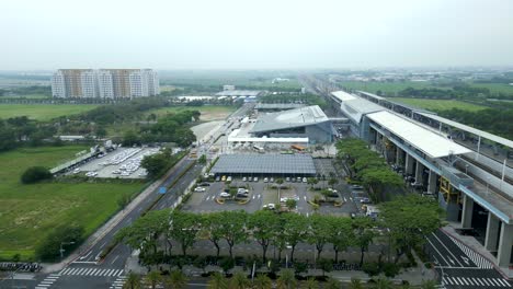 aerial view of the chiayi city high speed ​​rail station in taiwan.