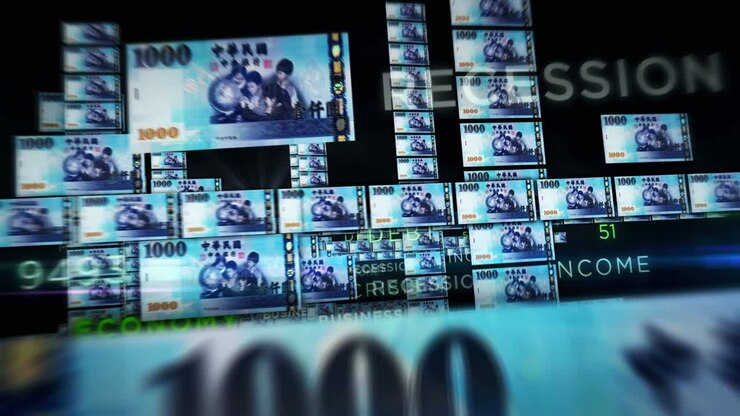 Taiwan Dollar money banknotes seamless loop flight