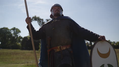 ancient roman soldier in reenactment