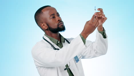 Black-man,-doctor-and-needle-for-vaccine