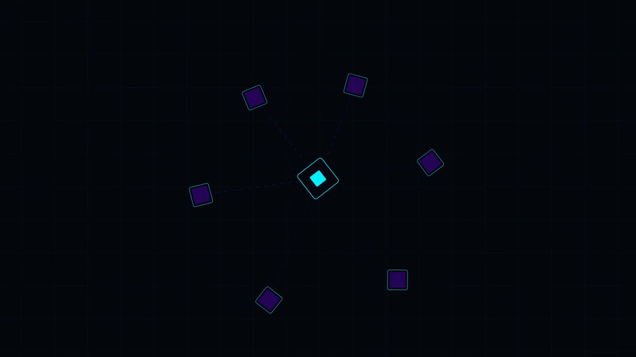 Abstract Digital Network Animation with Pulsing Central Node