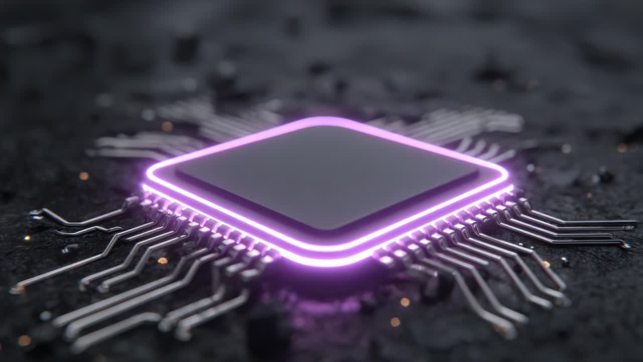 Advanced Microprocessor with Illuminated Edges Showcasing Cutting-Edge Technology and Design in a Dark Background for Future Innovations