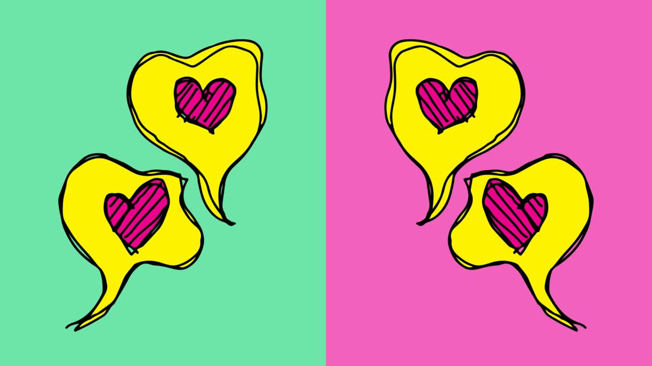 아이들이 사랑의 주제로 팝 아트를 그림 그리는 원활한 배경