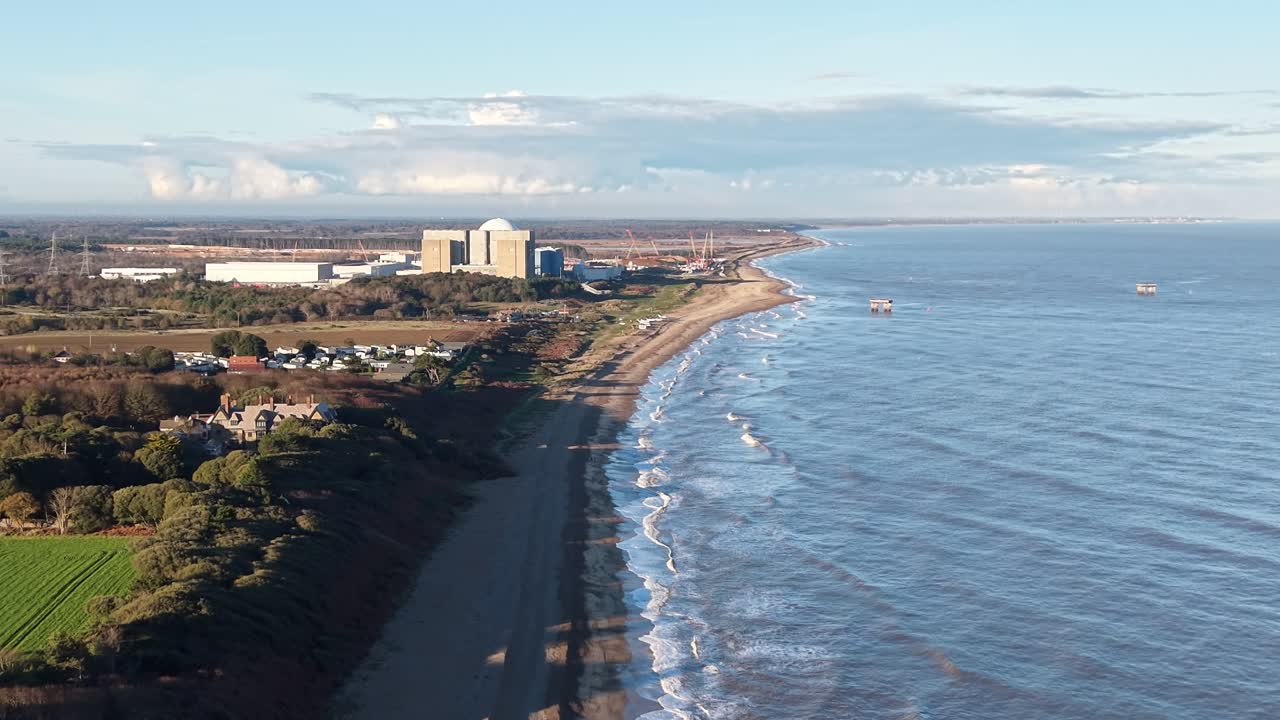 Sizewell Nuclear power Station new sizewell C under construction aerial