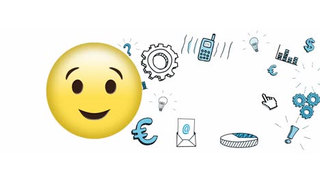animation of winking face emoji icon over white background