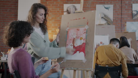 art class students painting