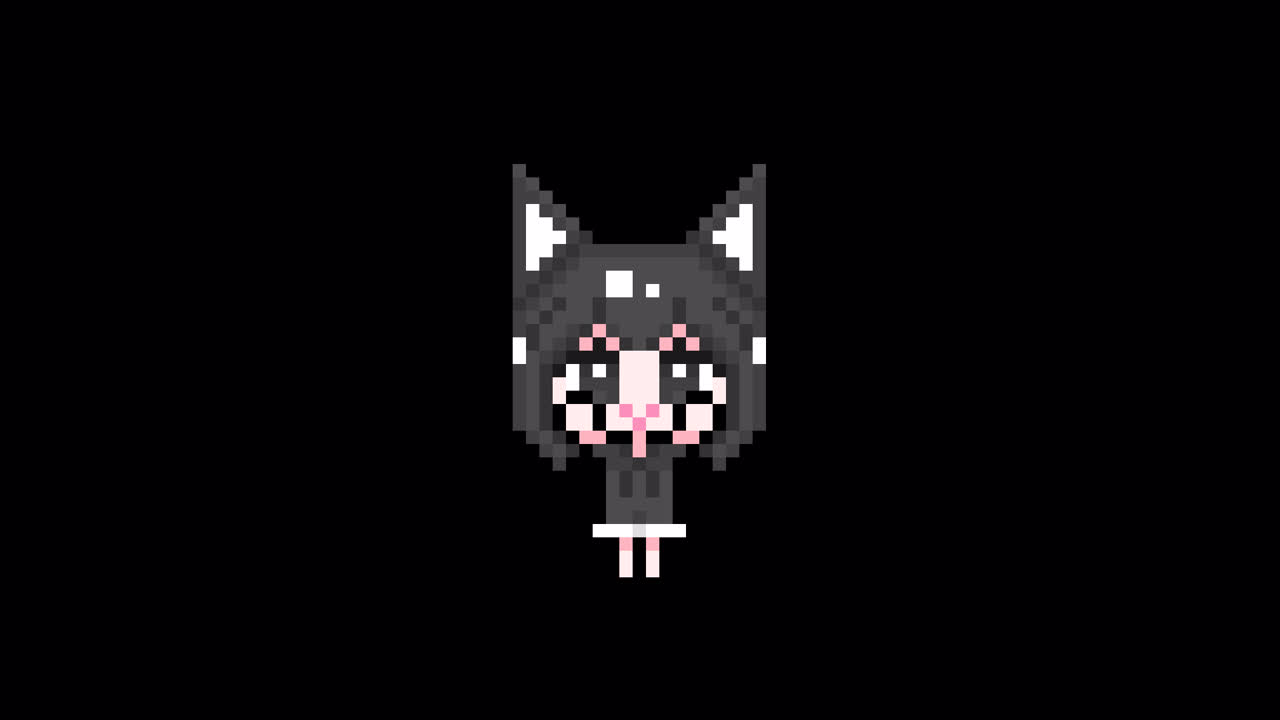 Pixel Cat girl Raise both hands short hair Looping animation. 1080p (6).mov