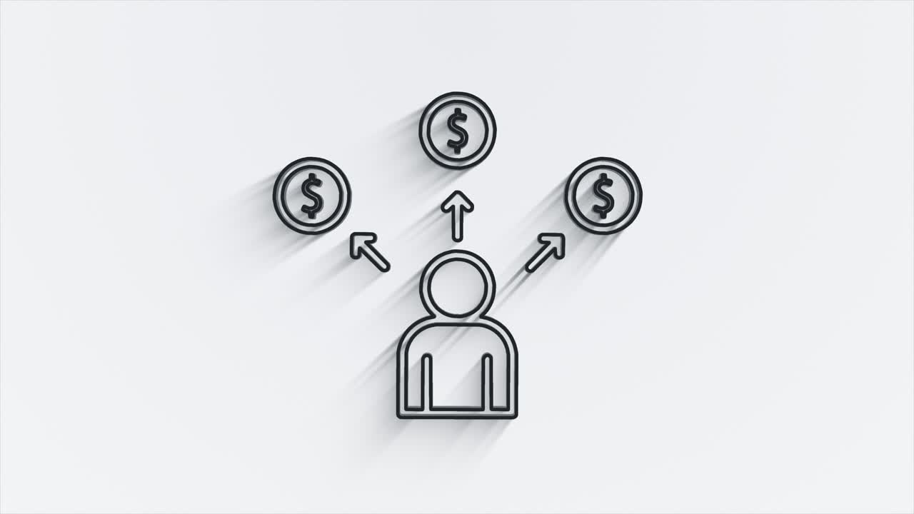 diseño de icono de sombra de línea de medios sociales aislado en fondo blanco. icono web de esquema. gráficos en movimiento.