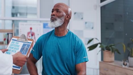clipboard, physiotherapy and senior man