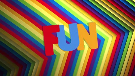 animation of fun text over rainbow shape