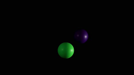 green and purple spheres move rhythmically against a dark background, creating a captivating visual pattern.
