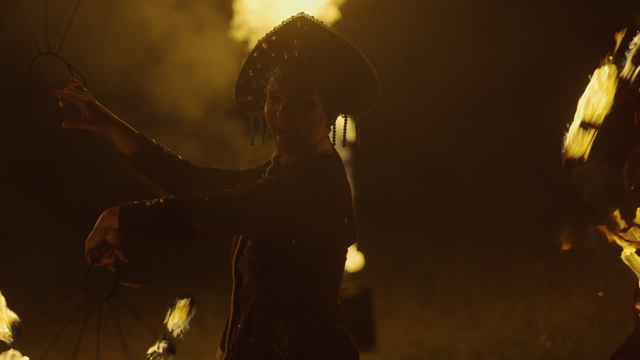 Fire Dancer in Traditional Costume