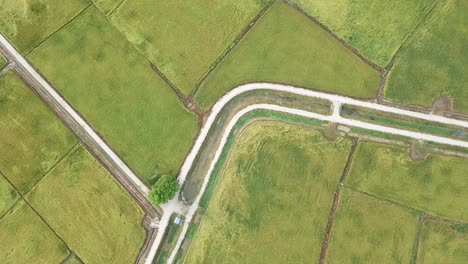 aerial look down rural road