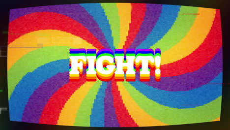 animación de interferencia sobre texto de lucha en un fondo colorido