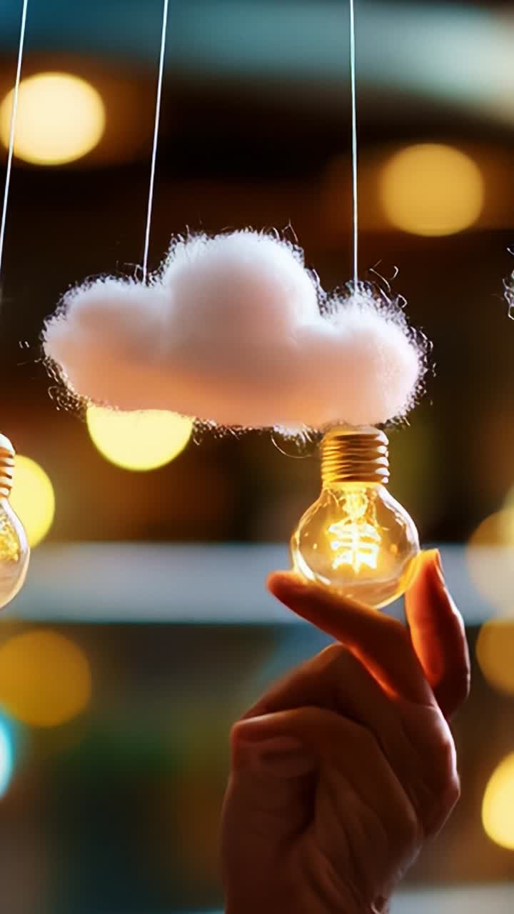 A Creative Concept of Light Bulbs and a Fluffy Cloud, Enhancing the Ambience with Innovative Illumination and Unique Design
