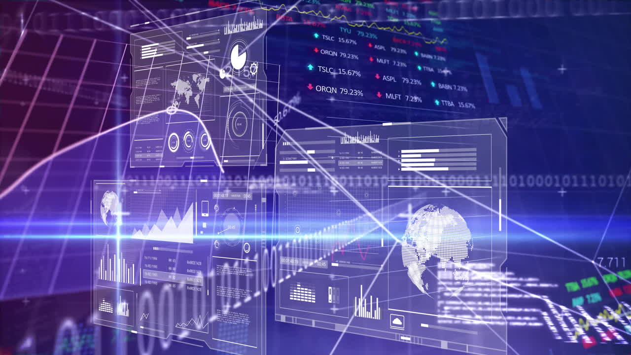 Animation of statistics, binary coding and financial data processing over grid