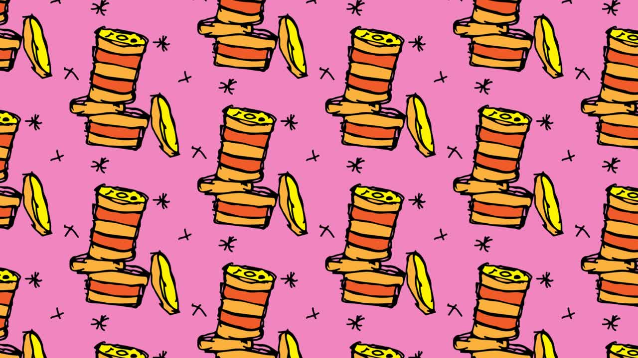 bambini che disegnano pop art sullo sfondo senza cuciture con il tema della moneta